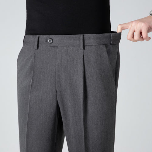Men's Casual Hidden Elastic Waist Dress Trousers