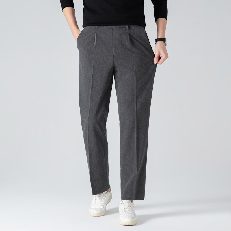 Men's Casual Hidden Elastic Waist Dress Trousers