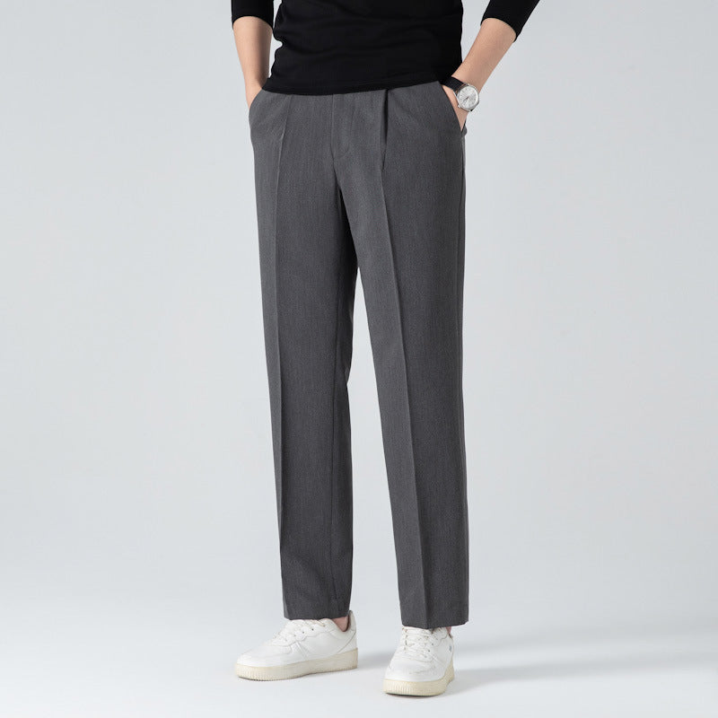 Men's Casual Hidden Elastic Waist Dress Trousers