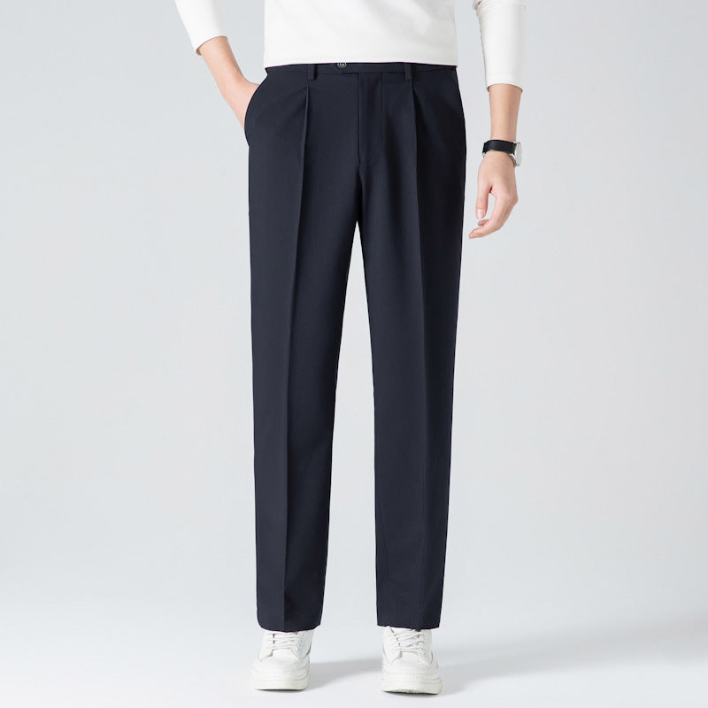 Men's Casual Hidden Elastic Waist Dress Trousers